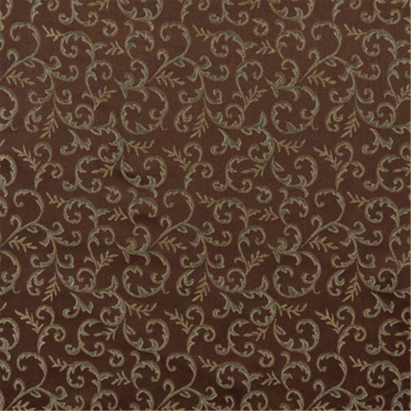Designer Fabrics 54 in. Wide Abstract Floral Brown- Green And Gold Damask Upholstery And Window Treatment Fabric E646